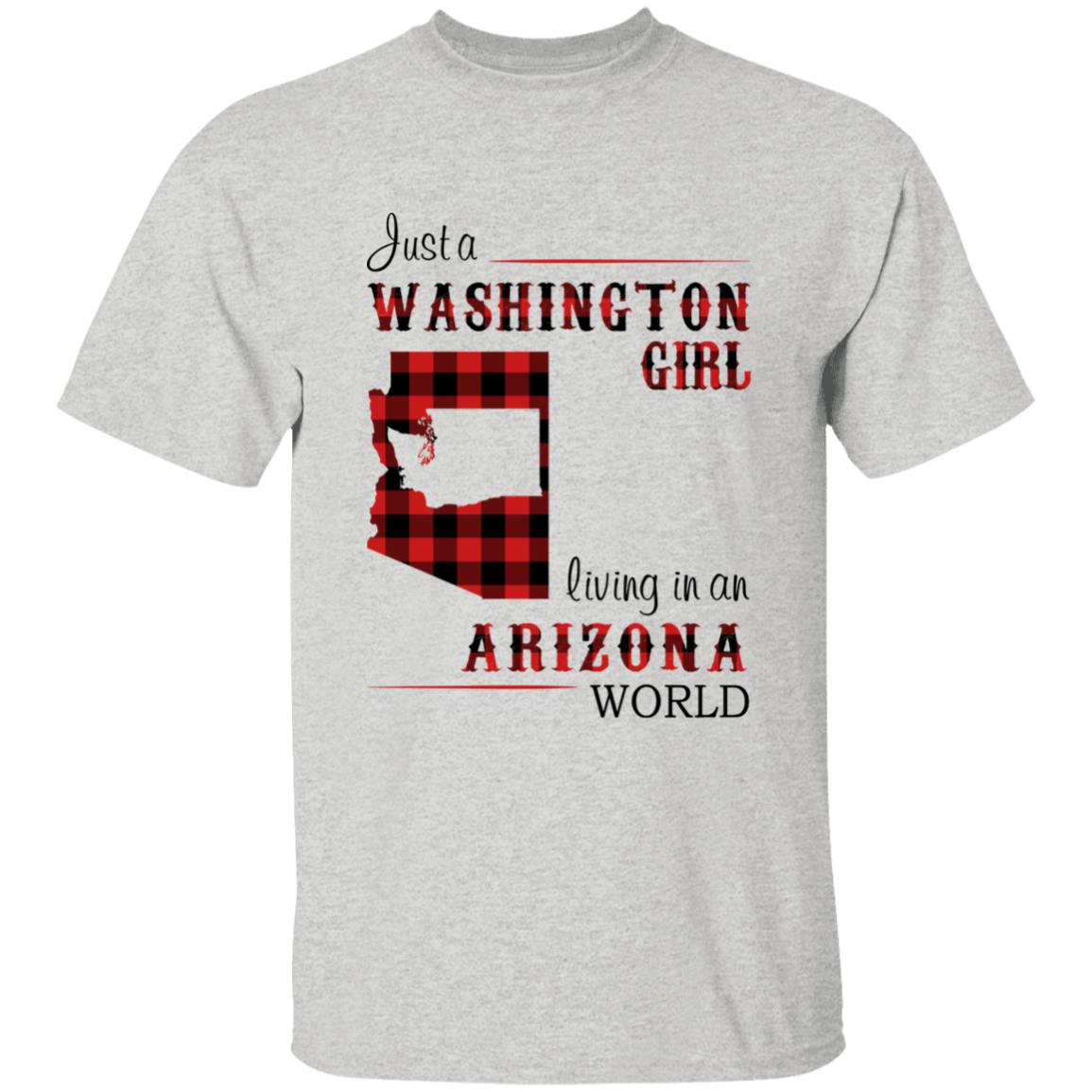 Just A Washington Girl Living In An Arizona World T-shirt - T-shirt Born Live Plaid Red Teezalo