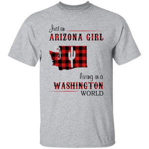 Just An Arizona Girl Living In A Washington World T-shirt - T-shirt Born Live Plaid Red Teezalo