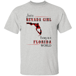 Just A Nevada Girl Living In A Florida World T-shirt - T-shirt Born Live Plaid Red Teezalo