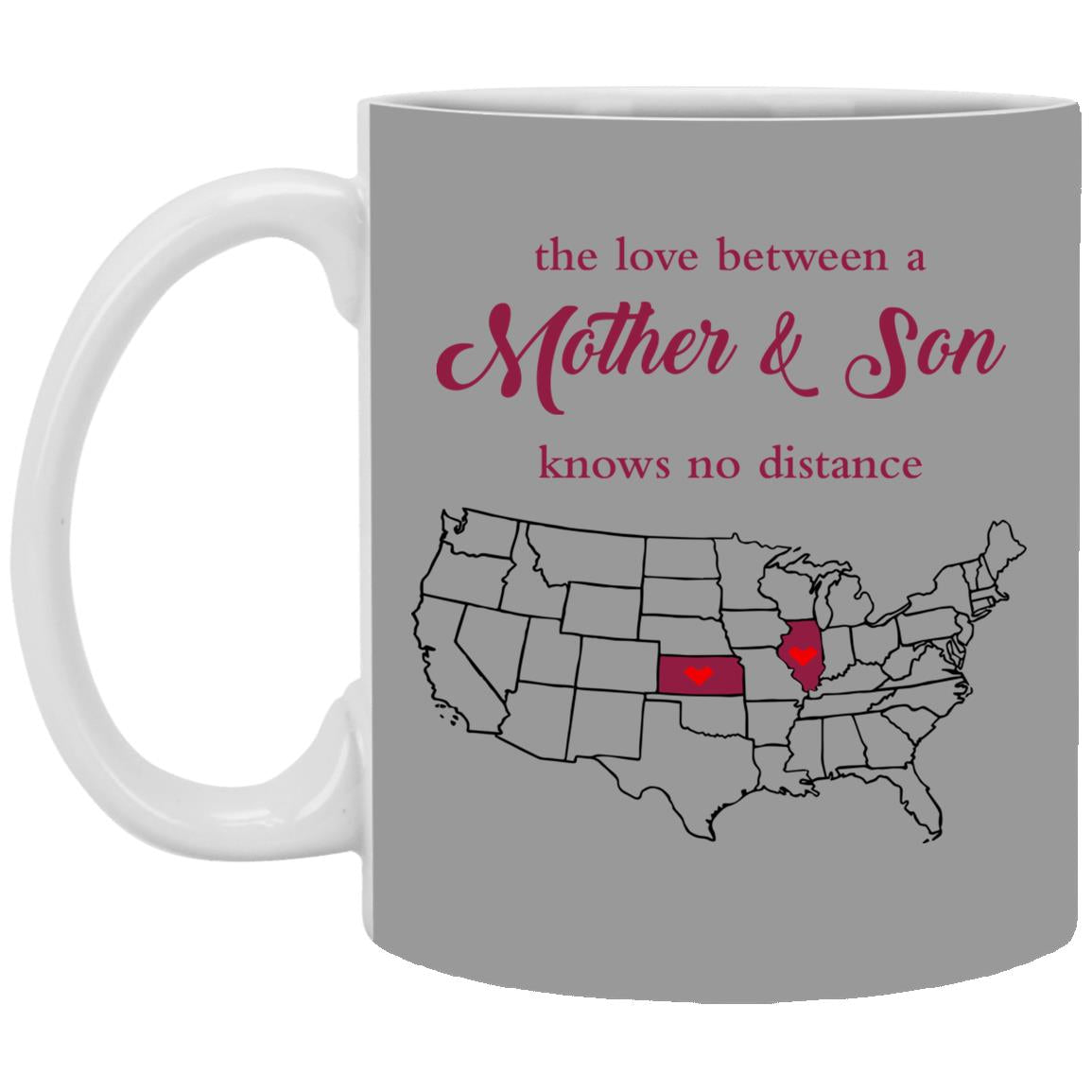 Illinois Kansas The Love Between Mother And Son Mug - Mug Teezalo