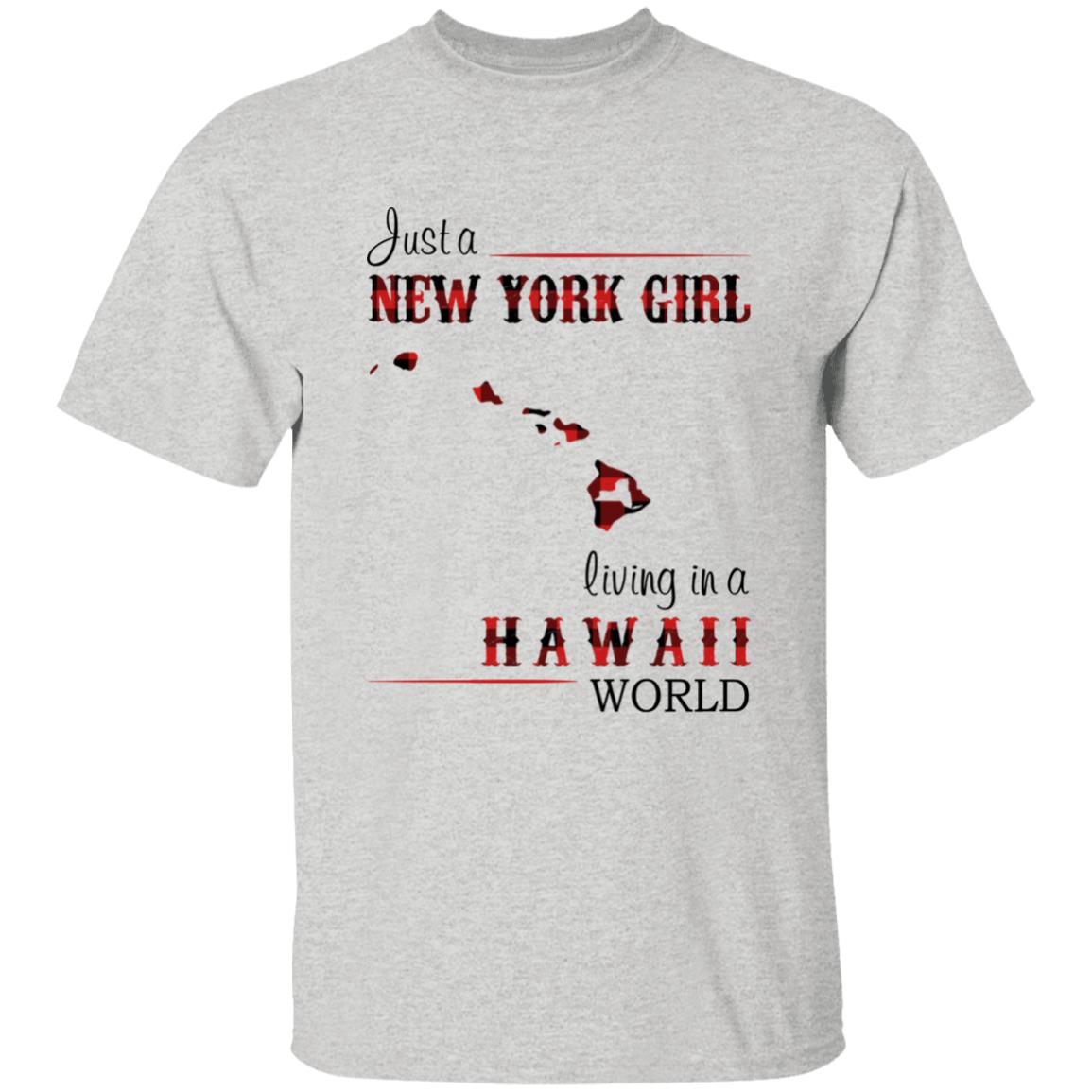 Just A New York Girl Living In A Hawaii World T-shirt - T-shirt Born Live Plaid Red Teezalo