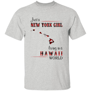 Just A New York Girl Living In A Hawaii World T-shirt - T-shirt Born Live Plaid Red Teezalo