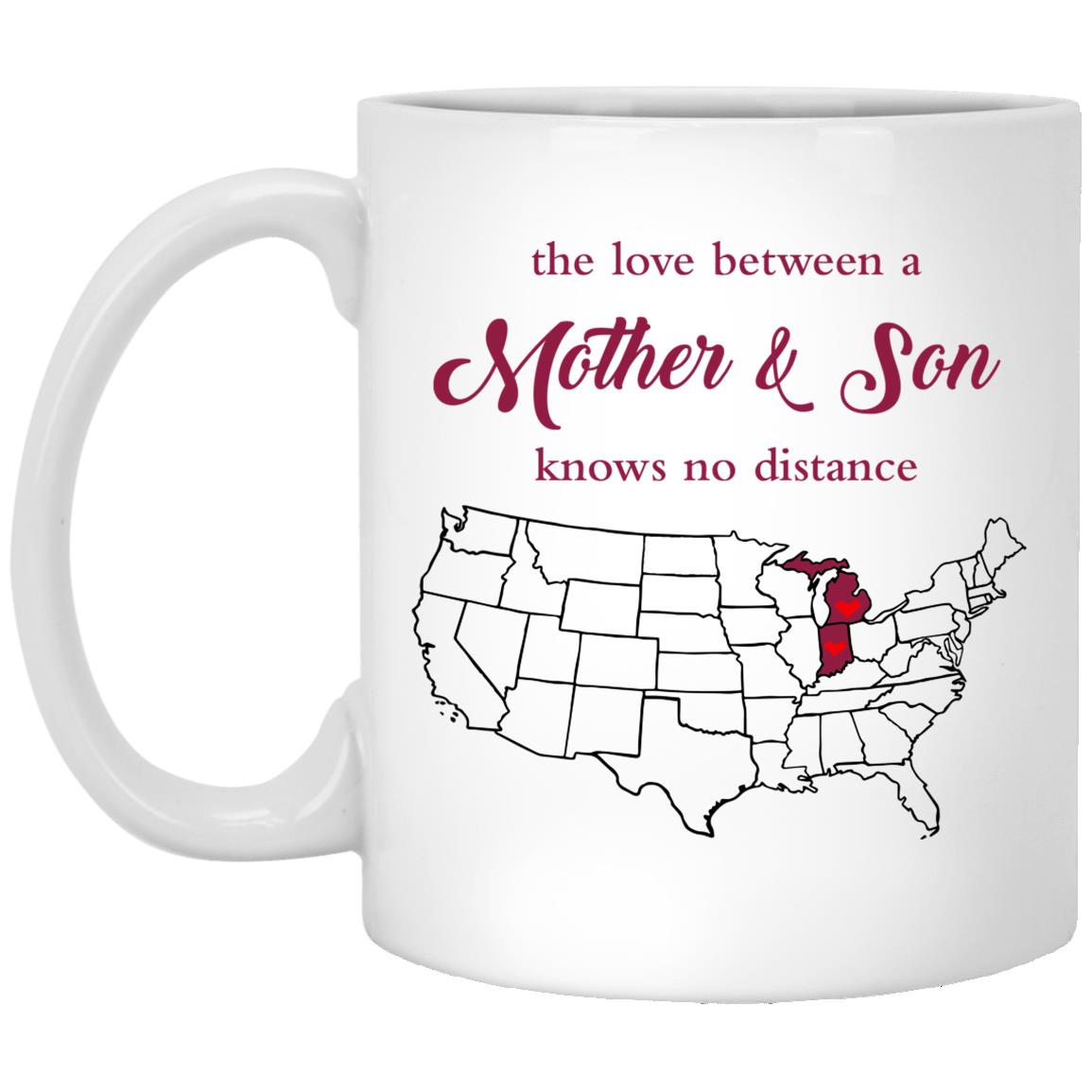 Michigan Indiana The Love Between Mother And Son Mug - Mug Teezalo