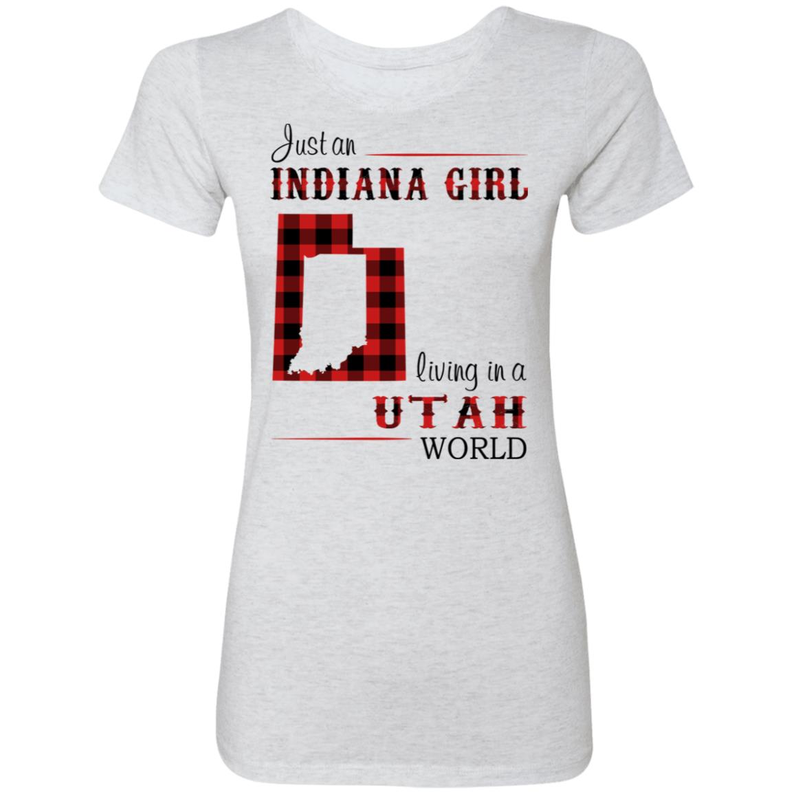Just An Indiana Girl Living In A Utah World T-Shirt - T-shirt Born Live Plaid Red Teezalo