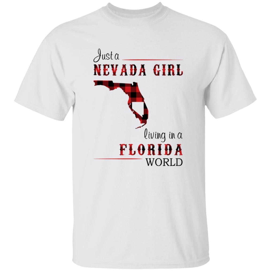 Just A Nevada Girl Living In A Florida World T-shirt - T-shirt Born Live Plaid Red Teezalo