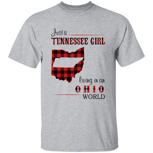 Just A Tennessee Girl Living In An Ohio World T-shirt - T-shirt Born Live Plaid Red Teezalo