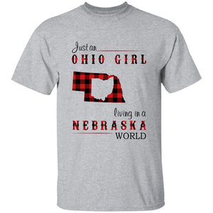 Just An Ohio Girl Living In A Nebraska World T-shirt - T-shirt Born Live Plaid Red Teezalo