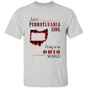 Just A Pennsylvania Girl Living In An Ohio World T-shirt - T-shirt Born Live Plaid Red Teezalo