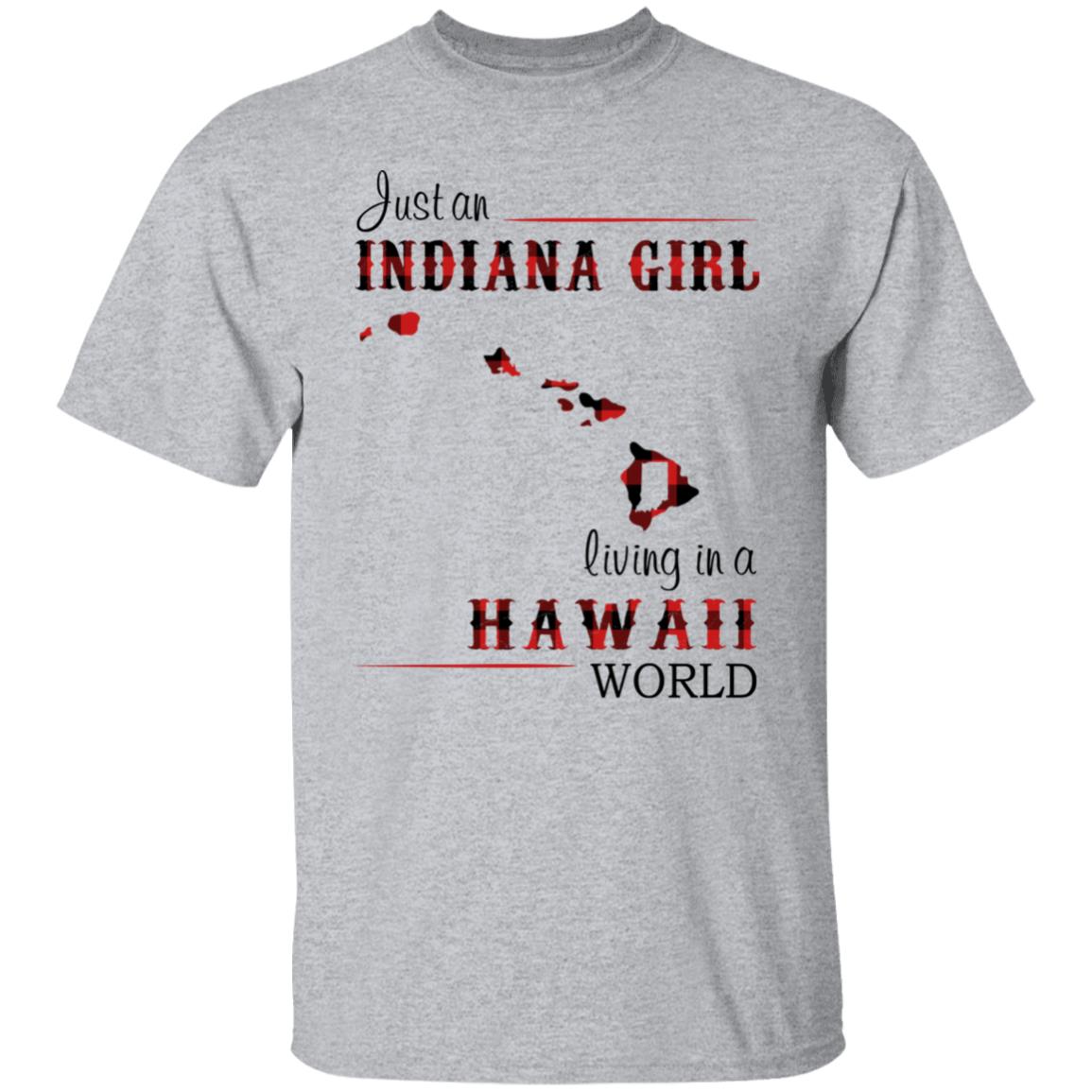 Just An Indiana Girl Living In A Hawaii World T-Shirt - T-shirt Born Live Plaid Red Teezalo