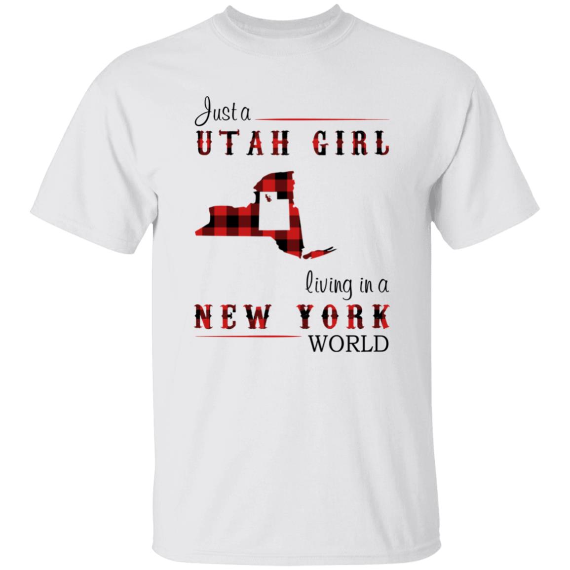 Just A Utah Girl Living In A New York World T-shirt - T-shirt Born Live Plaid Red Teezalo