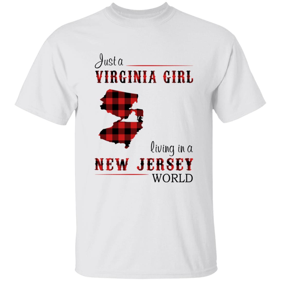 Just A Virginia Girl Living In A New Jersey World T-shirt - T-shirt Born Live Plaid Red Teezalo