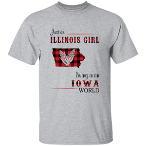 Just An Illinois Girl Living In An Iowa World T-shirt - T-shirt Born Live Plaid Red Teezalo