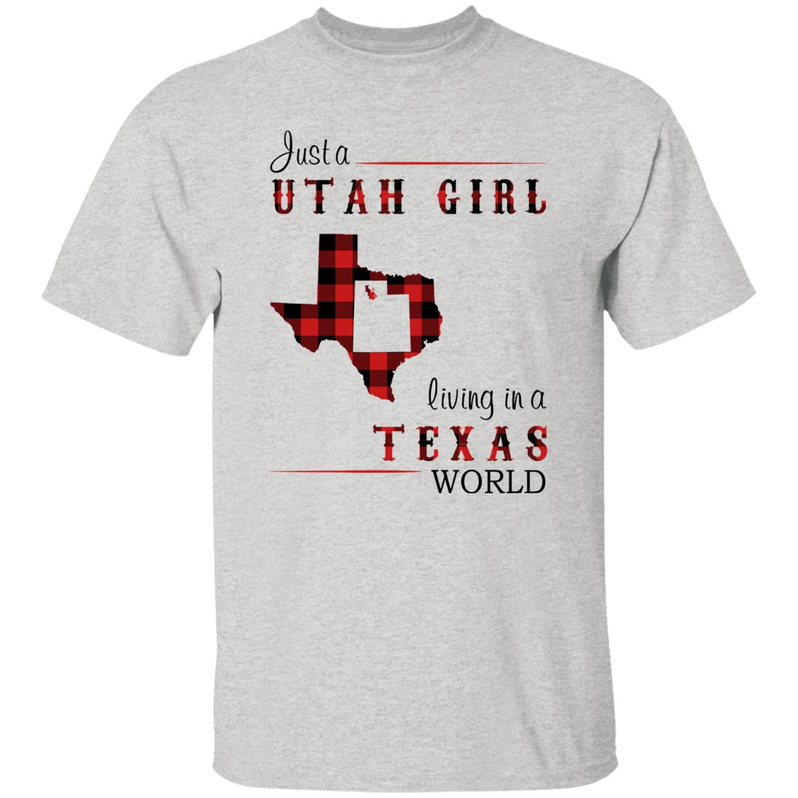 Just A Utah Girl Living In A Texas World T-shirt - T-shirt Born Live Plaid Red Teezalo