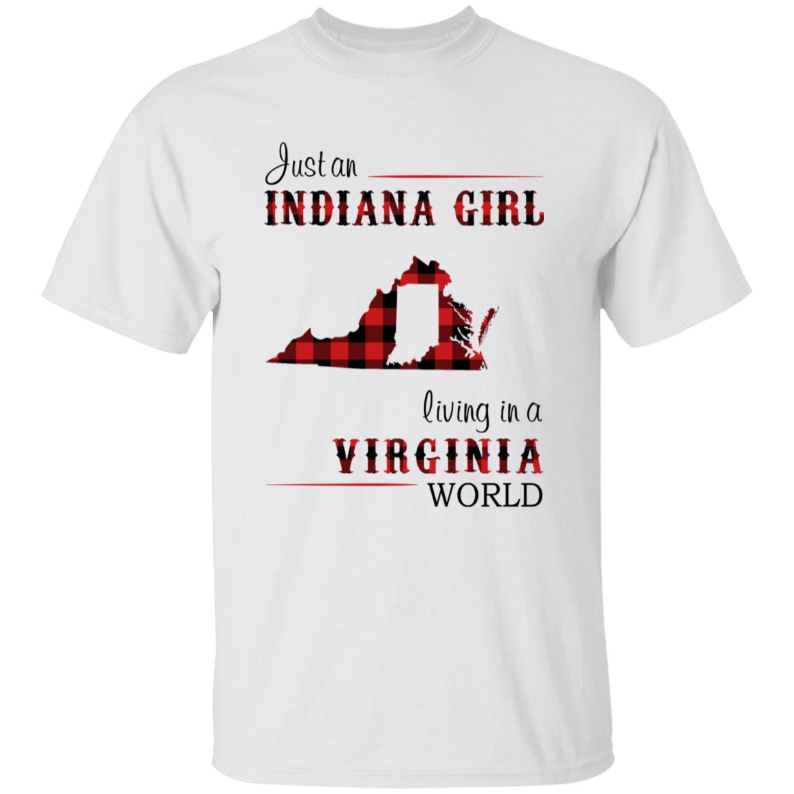 Just An Indiana Girl Living In A Virginia World T-shirt - T-shirt Born Live Plaid Red Teezalo