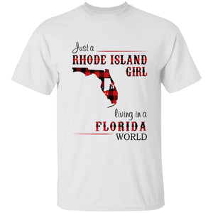 Just A Rhode Island  Girl Living In A Florida World T-shirt - T-shirt Born Live Plaid Red Teezalo