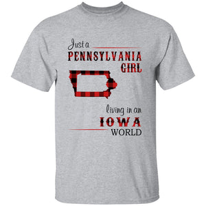 Just A Pennsylvania Girl Living In An Iowa World T-shirt - T-shirt Born Live Plaid Red Teezalo