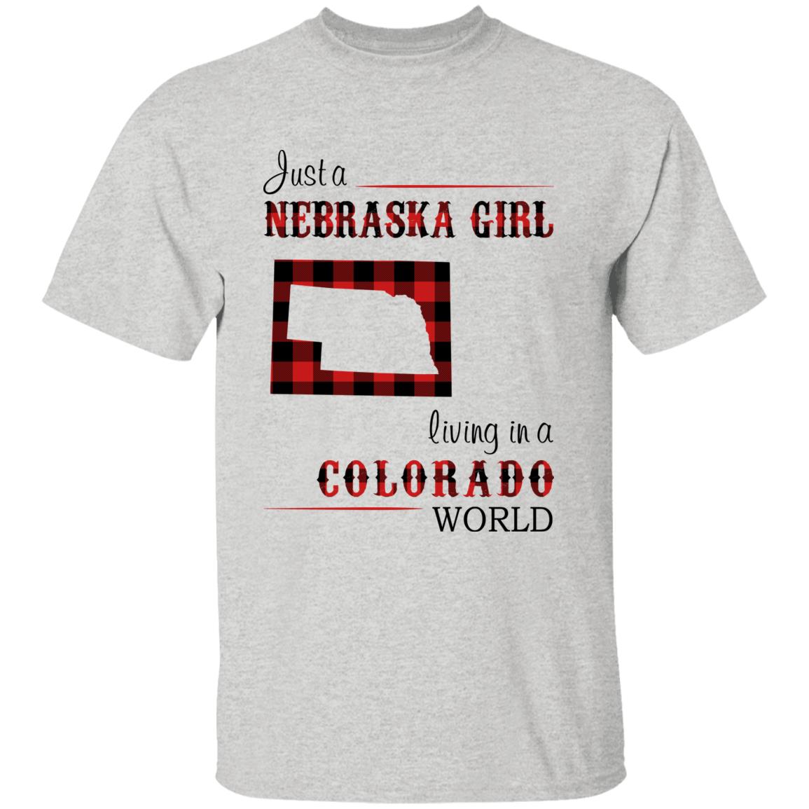 Just A Nebraska Girl Living In A Colorado World T-shirt - T-shirt Born Live Plaid Red Teezalo