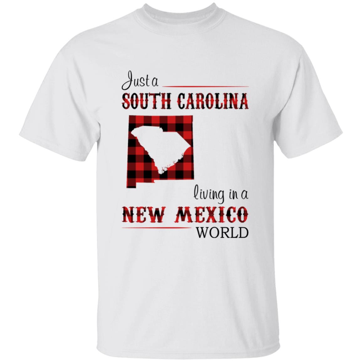 Just A South Carolina Girl Living In A New Mexico World T-shirt - T-shirt Born Live Plaid Red Teezalo