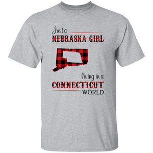 Just A Nebraska Girl Living In A Connecticut World T-shirt - T-shirt Born Live Plaid Red Teezalo