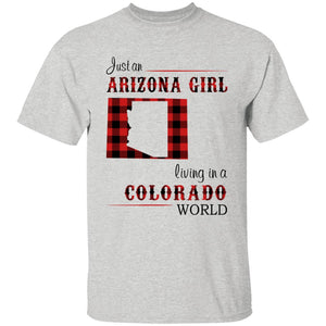 Just An Arizona Girl Living In A Colorado World T-shirt - T-shirt Born Live Plaid Red Teezalo