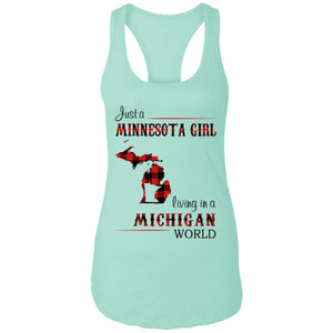 Just A Minnesota Girl Living In A Michigan World T Shirt - T-shirt Teezalo