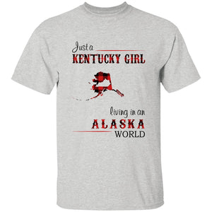 Just A Kentucky Girl Living In An Alaska World T-shirt - T-shirt Born Live Plaid Red Teezalo