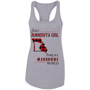 Just A Minnesota Girl Living In A Missouri World T Shirt - T-shirt Teezalo