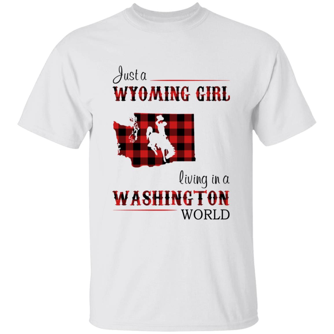 Just A Wyoming Girl Living In A Washington World T-shirt - T-shirt Born Live Plaid Red Teezalo