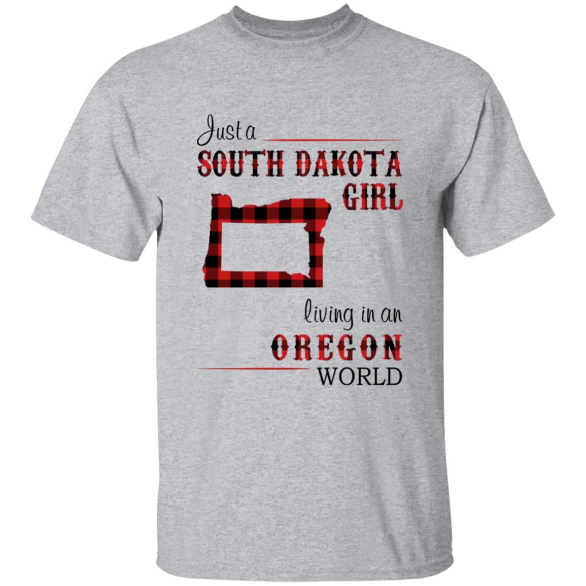 Just A South Dakota Girl Living In An Oregon World T-shirt - T-shirt Born Live Plaid Red Teezalo