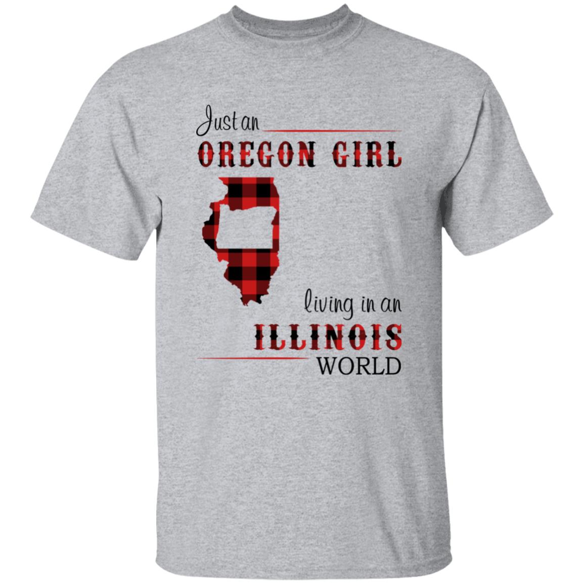 Just An Oregon Girl Living In An Illinois World T-shirt - T-shirt Born Live Plaid Red Teezalo