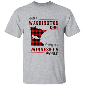 Just A Washington Girl Living In A Minnesota World T-shirt - T-shirt Born Live Plaid Red Teezalo