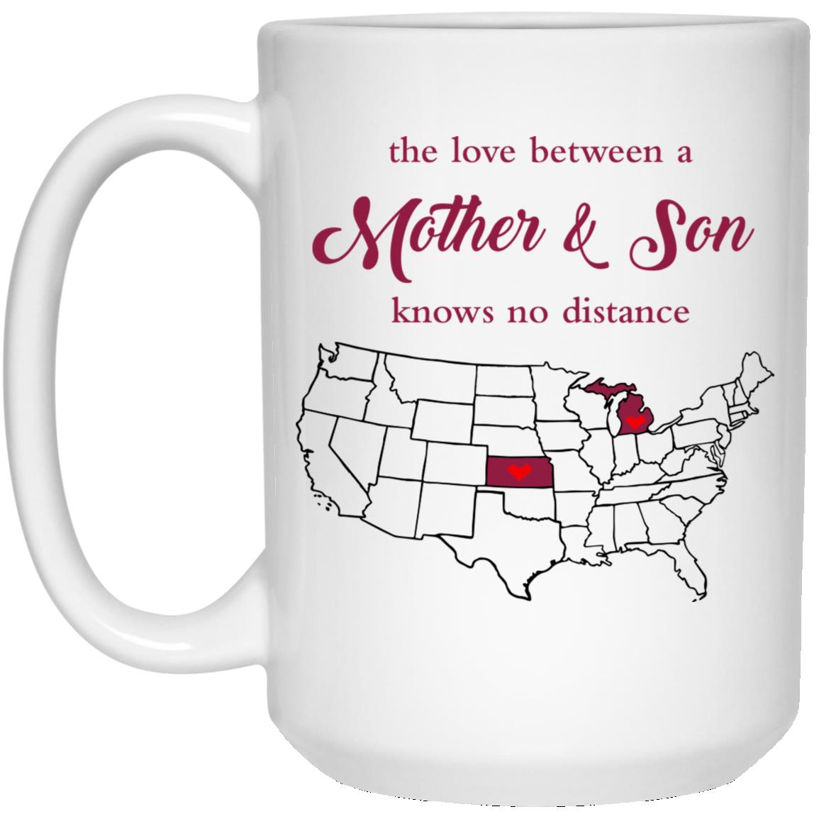 Michigan Kansas The Love Between Mother And Son Mug - Mug Teezalo