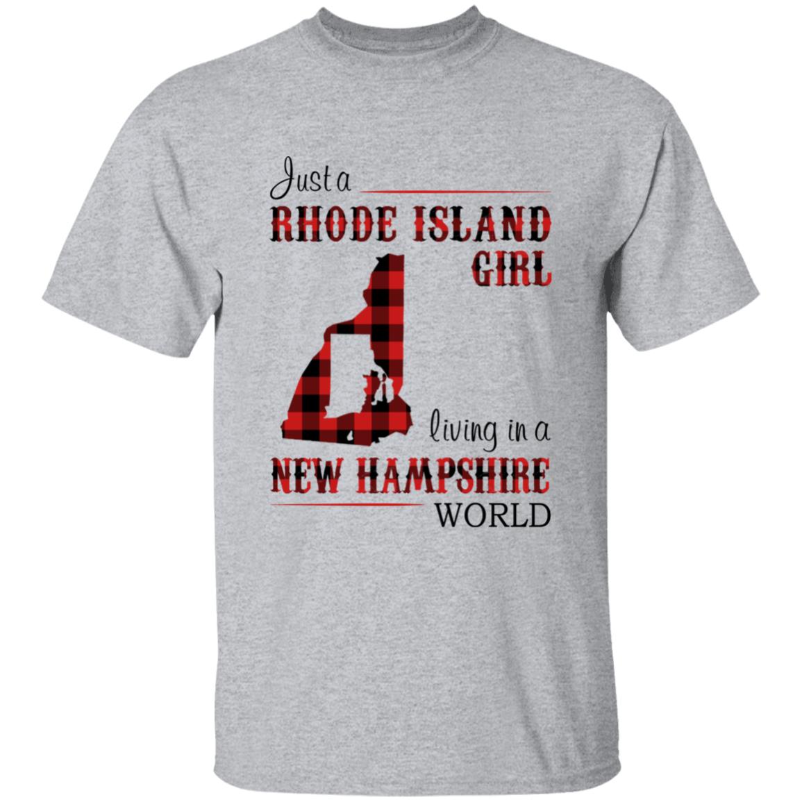 Just A Rhode Island  Girl Living In A New Hampshire World T-shirt - T-shirt Born Live Plaid Red Teezalo