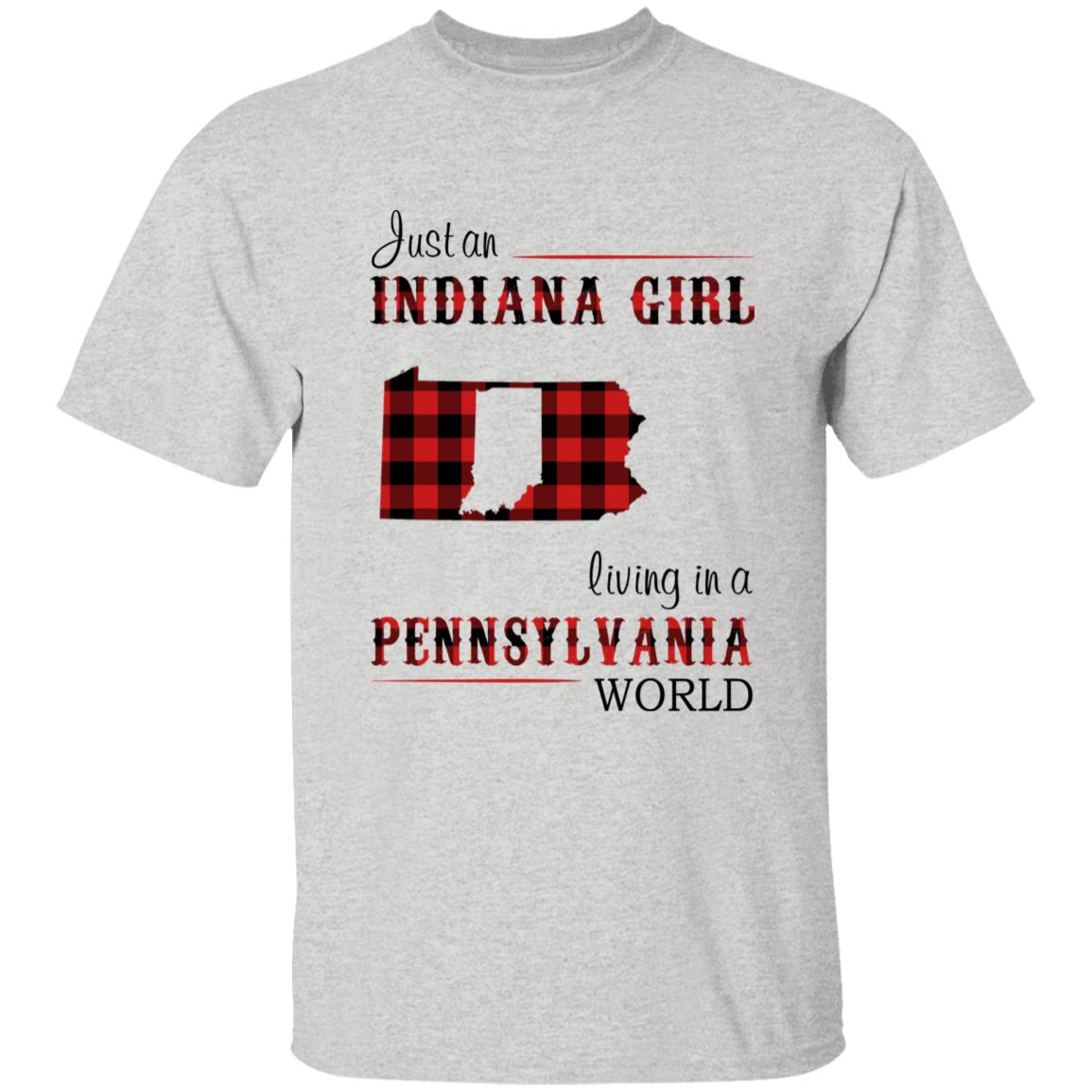 Just An Indiana Girl Living In A Pennsylvania World T-shirt - T-shirt Born Live Plaid Red Teezalo