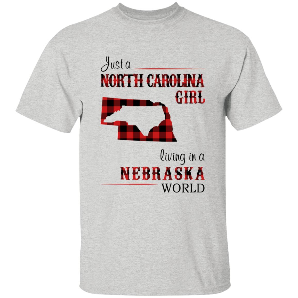 Just A North Carolina Girl Living In A Nebraska World T-shirt - T-shirt Born Live Plaid Red Teezalo