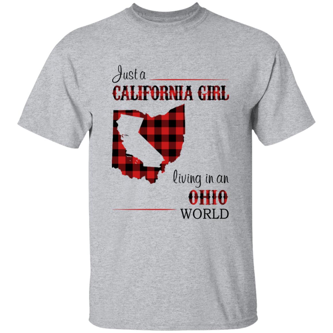 Just A California Girl Living In An Ohio World T-Shirt - T-shirt Born Live Plaid Red Teezalo
