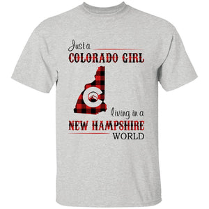 Just A Colorado Girl Living In A New Hampshire World T-shirt - T-shirt Born Live Plaid Red Teezalo