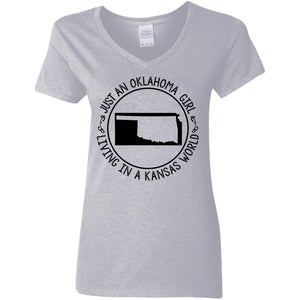 Just An Oklahoma Girl Living In A Kansas World T Shirt - T-shirt Teezalo