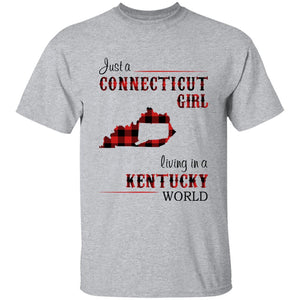 Just A Connecticut Girl Living In A Kentucky World T-shirt - T-shirt Born Live Plaid Red Teezalo