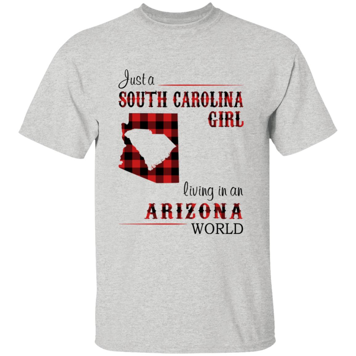 Just A South Carolina Girl Living In An Arizona World T-shirt - T-shirt Born Live Plaid Red Teezalo