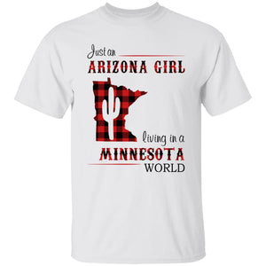 Just An Arizona Girl Living In A Minnesota World T-shirt - T-shirt Born Live Plaid Red Teezalo