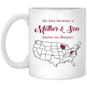 West Virginia Wisconsin The Love Between Mother And Son Mug - Mug Teezalo