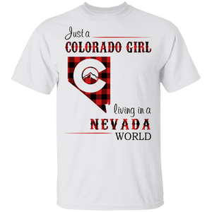 Just A Colorado Girl Living In A Nevada World T-shirt - T-shirt Born Live Plaid Red Teezalo