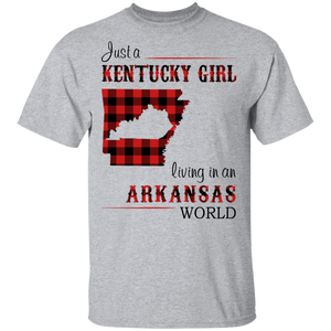 Just A Kentucky Girl Living In An Arkansas World T-Shirt - T-shirt Teezalo