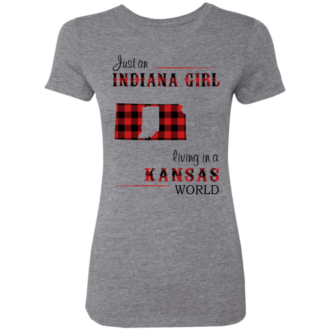 Just An Indiana Girl Living In A Kansas  World T-Shirt - T-shirt Born Live Plaid Red Teezalo