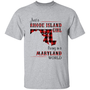Just A Rhode Island Girl Living In A Maryland World T-shirt - T-shirt Born Live Plaid Red Teezalo