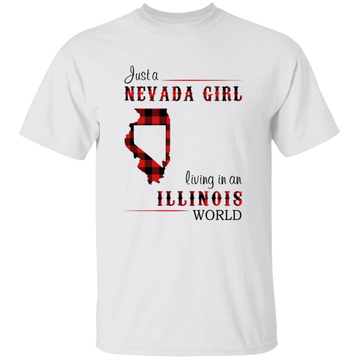Just A Nevada Girl Living In An Illinois World T-shirt - T-shirt Born Live Plaid Red Teezalo