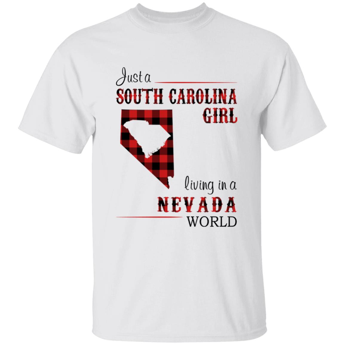 Just A South Carolina Girl Living In A Nevada World T-shirt - T-shirt Born Live Plaid Red Teezalo