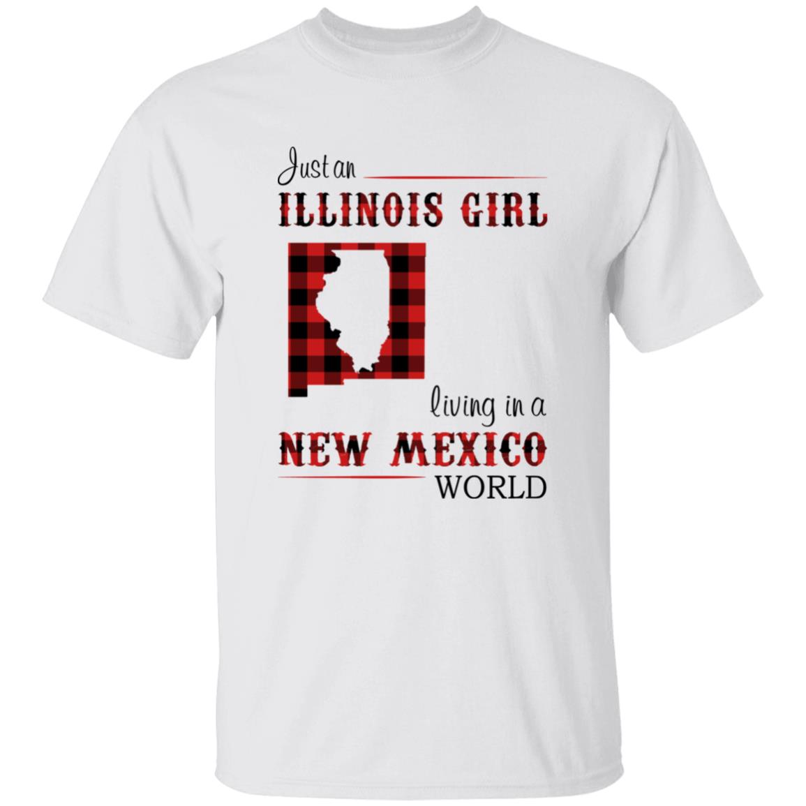 Just An Illinois Girl Living In A New Mexico World T-shirt - T-shirt Born Live Plaid Red Teezalo