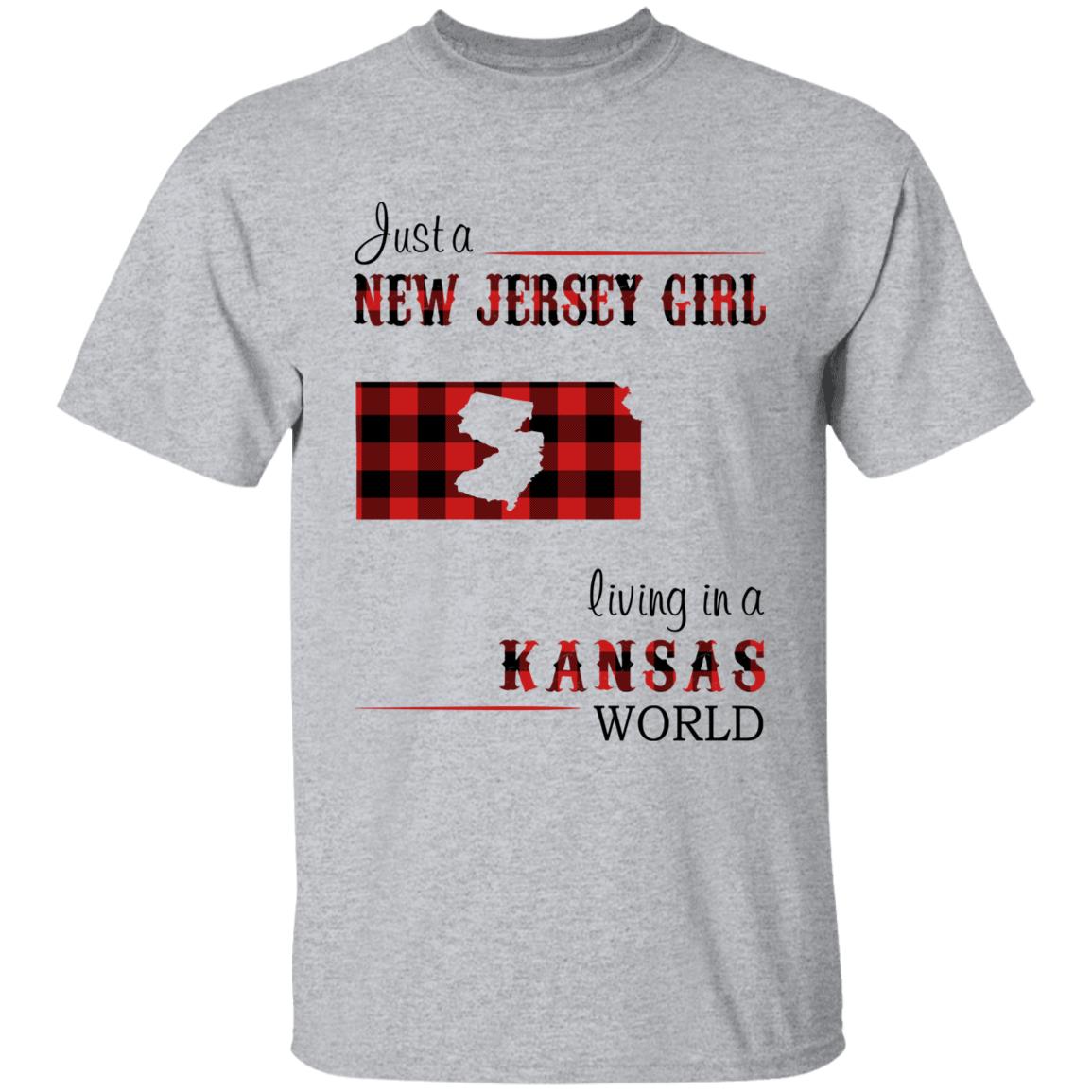 Just A New Jersey Girl Living In A Kansas World T-shirt - T-shirt Born Live Plaid Red Teezalo